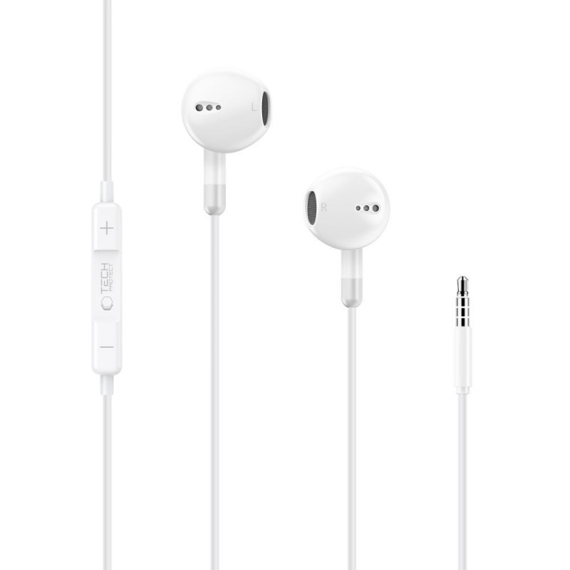 Tech-Protect Ultraboost Core G4 Mini Jack 3,5 mm káblové slúchadlá, biele (THP5619)