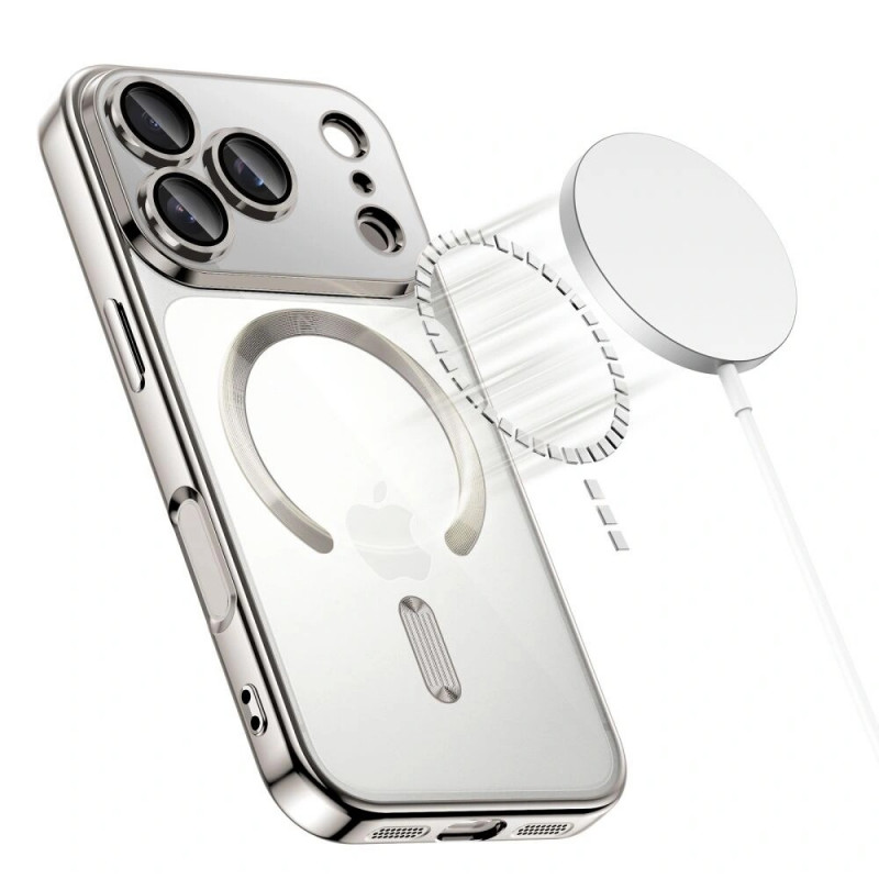 Tech-Protect MagFlex MagSafe puzdro pre Apple iPhone 17 Pro, lesklá strieborná