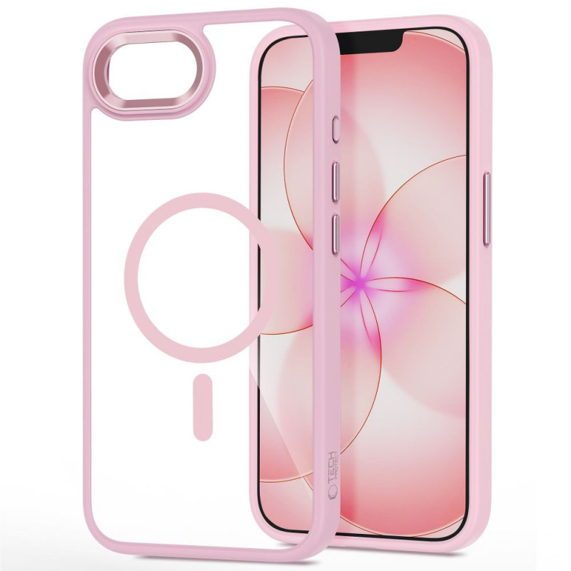 Tech-Protect Magmat MagSafe puzdro pre Apple iPhone 16e / 17e, soft pink/clear