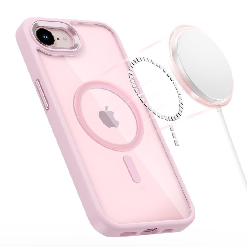 Tech-Protect Magmat MagSafe puzdro pre Apple iPhone 16e / 17e, soft pink/clear