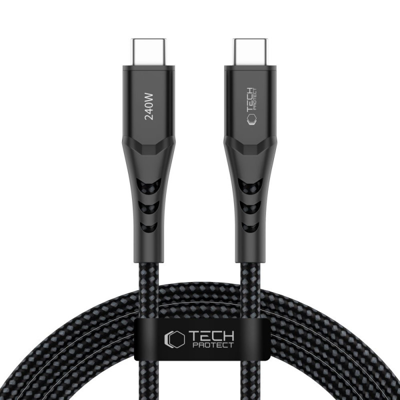 Kábel Tech-Protect Ultraboost UB11T USB-C na USB-C PD 240W, 200 cm, čierny