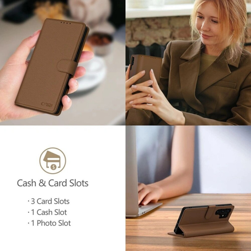 Tech-Protect Peňaženkové puzdro pre Apple iPhone 17e / 16e, hnedé