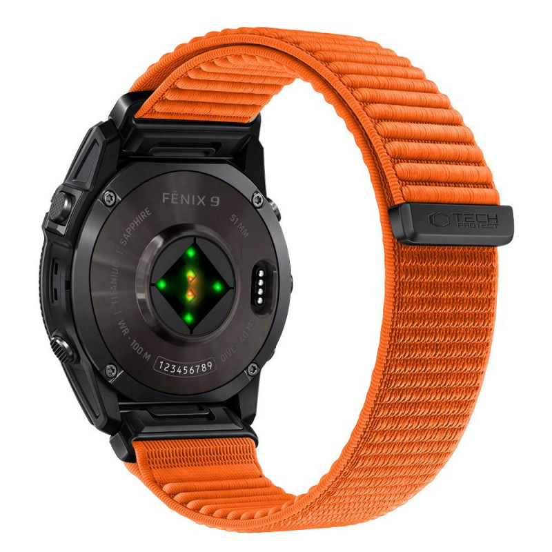 Remienok na hodinky Tech-Protect NylonLoop Garmin Fenix 5X / 5X Plus / 6X / 6X Pro / 7X / 8 / 8 Pro / 9 / 9 Pro (51 mm), oranžový Signal