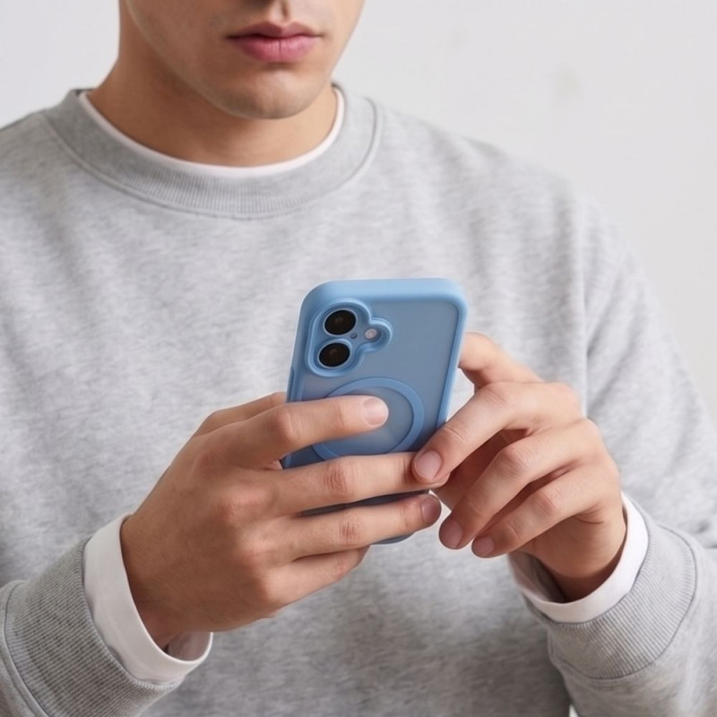 Tech-Protect MagPeak MagSafe CC puzdro pre Apple iPhone 17, matná mist blue