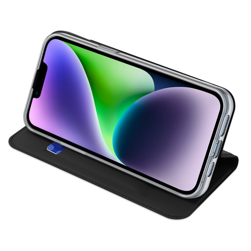 Dux Ducis Skin Pro peňaženkové puzdro s preklápacím krytom pre Apple iPhone 15 Plus, čierne