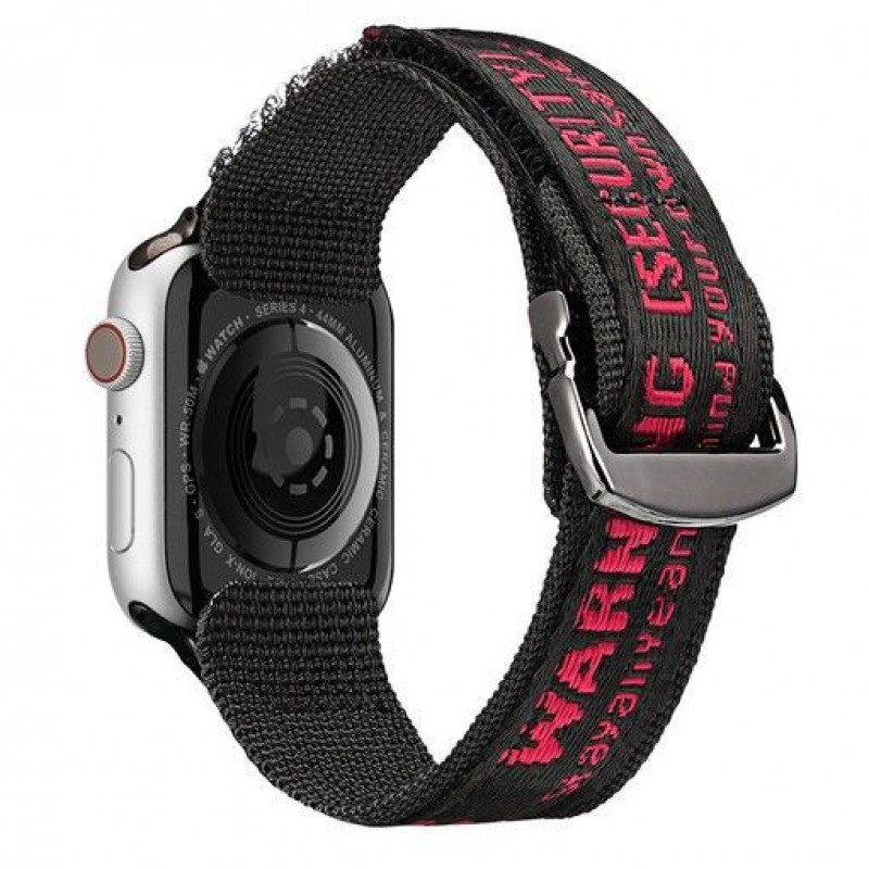 Dux Ducis Outdoor Version nylonový remienok pre Apple Watch Ultra, SE, 8, 7, 6, 5, 4, 3, 2, 1 (49, 45, 44, 42 mm), čierny a červený