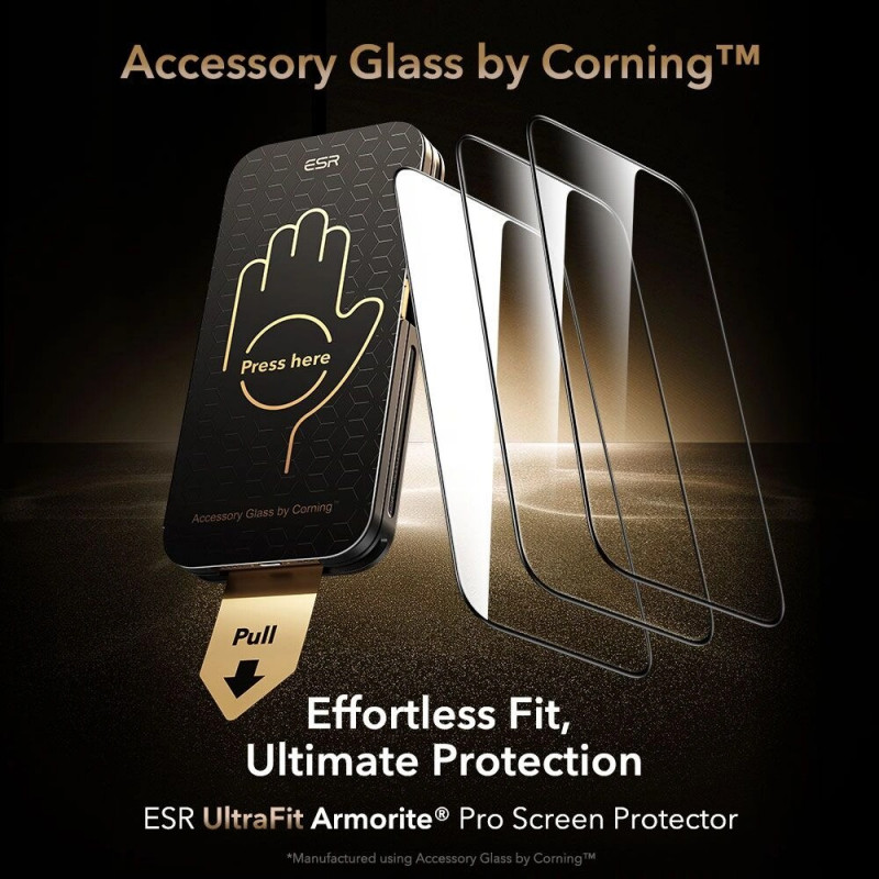 ESR UltraFit Armorite Pro tvrdené sklo na ochranu displeja s Glass by Corning pre Apple iPhone 17 Pro Max, ESR928