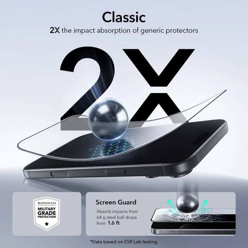 ESR UltraFit tvrdené sklo na ochranu displeja pre Apple iPhone 17 Pro Max / 18 Pro Max, ESR925, priehľadné (2 ks)