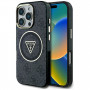 Guess GUHMP16LHG4PRTGK IML Metal Glitter 4G Circle Triangle MagSafe puzdro pre Apple iPhone 16 Pro, čierne