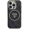 Guess GUHMP16LHG4PRTGK IML Metal Glitter 4G Circle Triangle MagSafe puzdro pre Apple iPhone 16 Pro, čierne