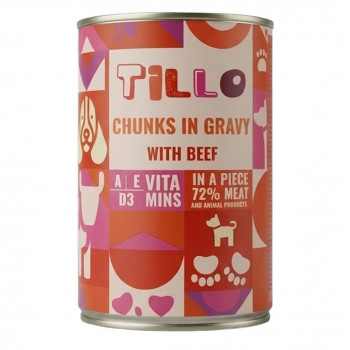 TILLO Kúsky v omáčke hovädzie mokré krmivo pre psov, 415 g
