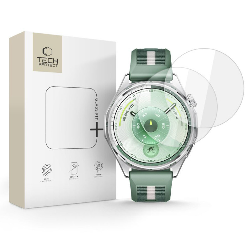 Tech-Protect Glass Fit+ tvrdené sklo pre Huawei Watch GT 6 46mm, číre (2 ks)