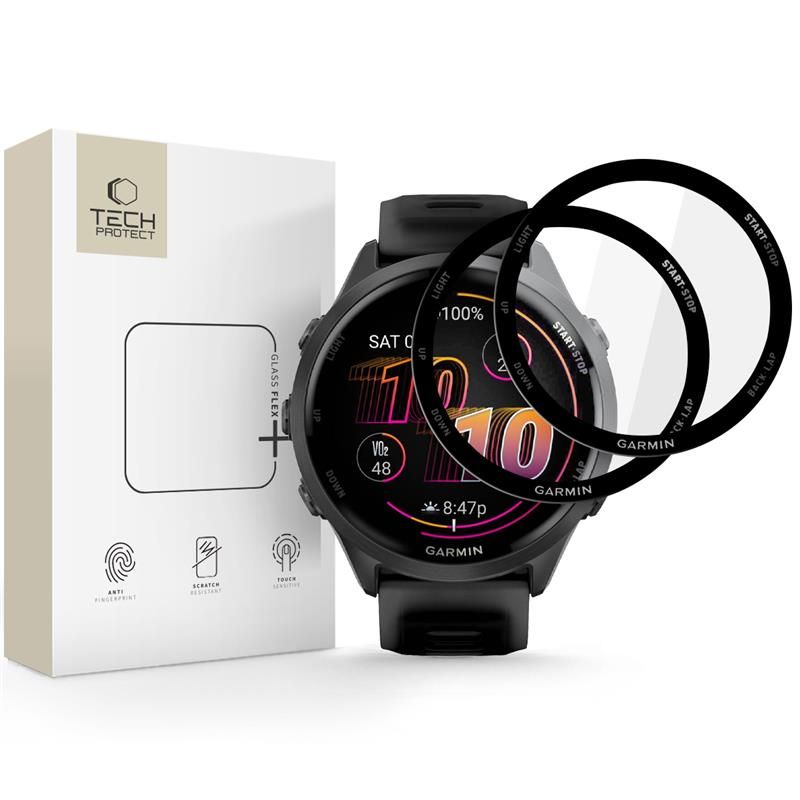 Tech-Protect Glass Flex+ hybridné sklo pre Garmin Forerunner 970 / 570 47 mm (2 ks), čierne