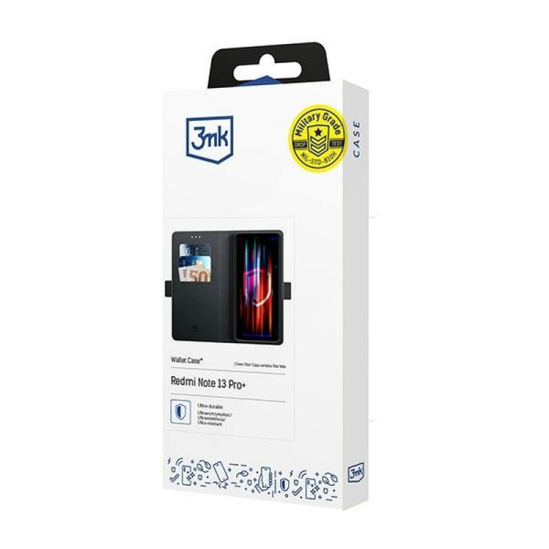 3MK Wallet Case 3MK6305 puzdro s peňaženkou pre Xiaomi Redmi Note 13 Pro+, čierne