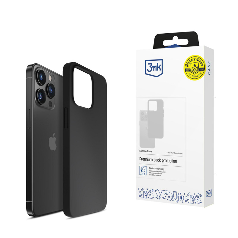 3mk Silicone Case pre Apple iPhone 16 Pro, čierne