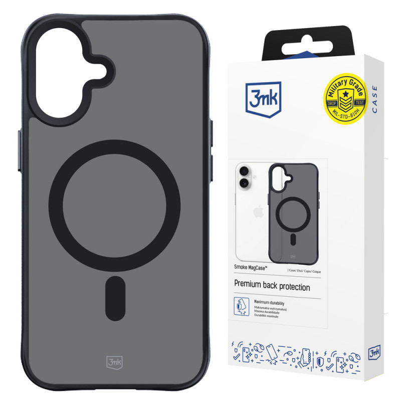 3mk Smoke MagCase s MagSafe pre Apple iPhone 16 (W-3SmoMaCa-AiP16-0), polopriehľadný