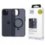 3MK Smoke Case Mag&Stand MagSafe puzdro na smartphone so stojanom pre Apple iPhone 15 Plus, čierne