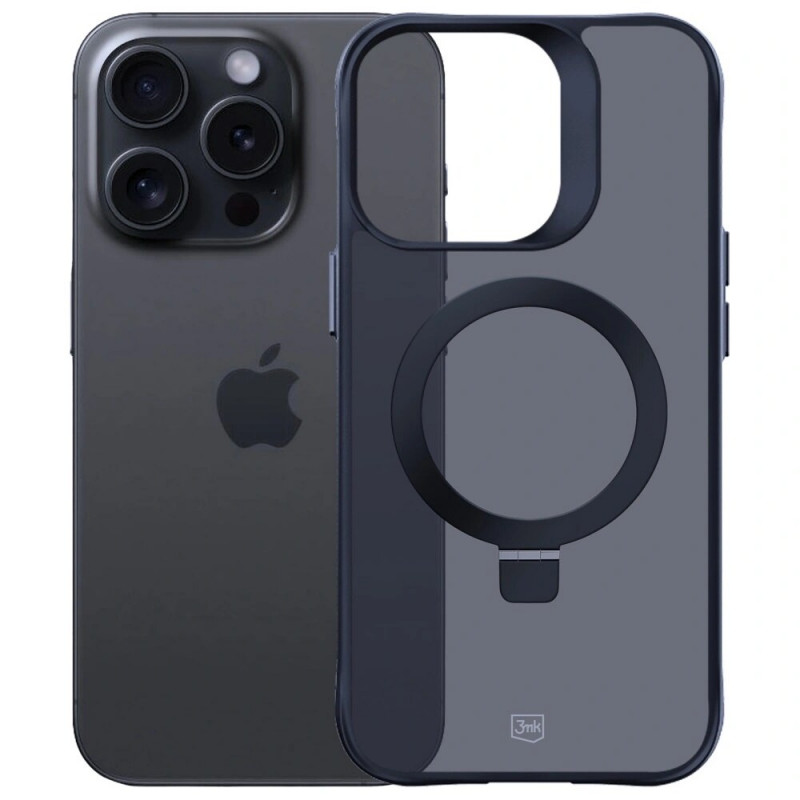 Puzdro 3MK Smoke Case Mag&Stand pre Apple iPhone 16 Pro Max, polykarbonát, čierne