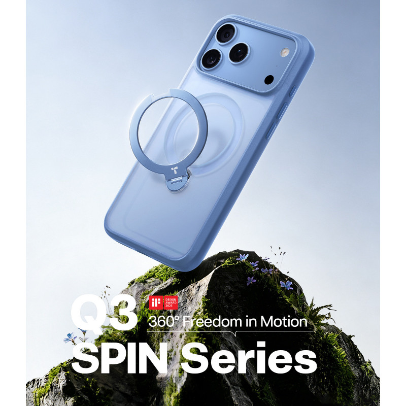 TORRAS Ostand Q3 Spin puzdro pre Apple iPhone 18 Pro Max / 17 Pro Max, MagSafe, modré