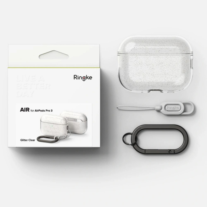 Ringke Air puzdro pre Apple AirPods Pro 3, trblietavé priehľadné