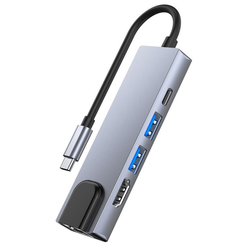 Tech-Protect V3 5in1 USB-C hub, sivý