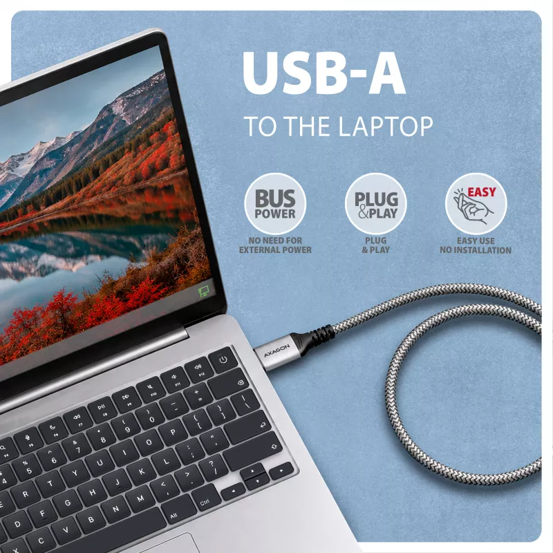 Goobay AXAGON ADE-AM15 USB-A adaptér na Gigabit Ethernet s integrovaným 1,5 m káblom CAT6