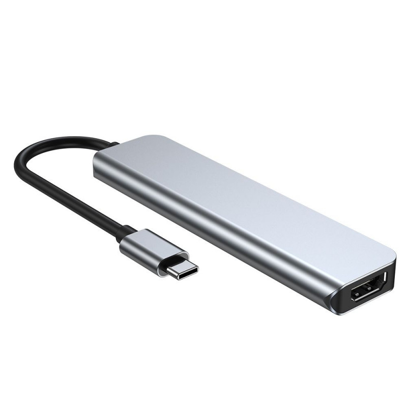 Tech-Protect V4 6-in-1 USB-C hub, sivý