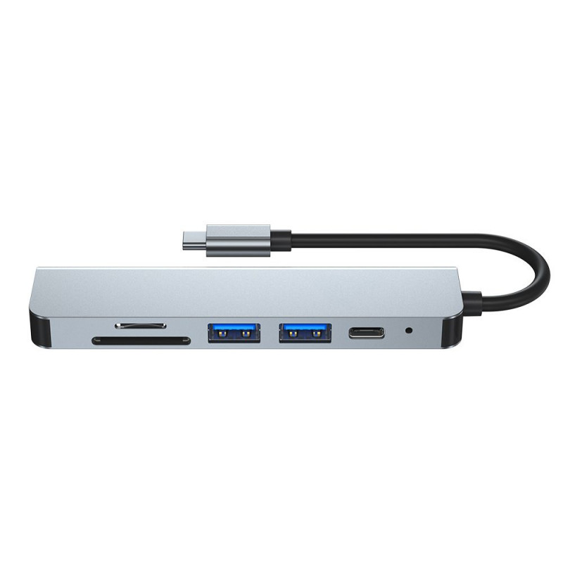 Tech-Protect V4 6-in-1 USB-C hub, sivý