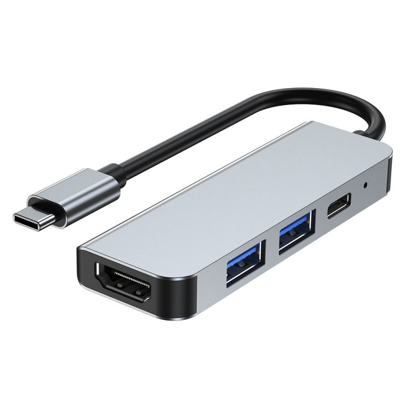 Tech-Protect V2 4-in-1 USB-C hub, sivý