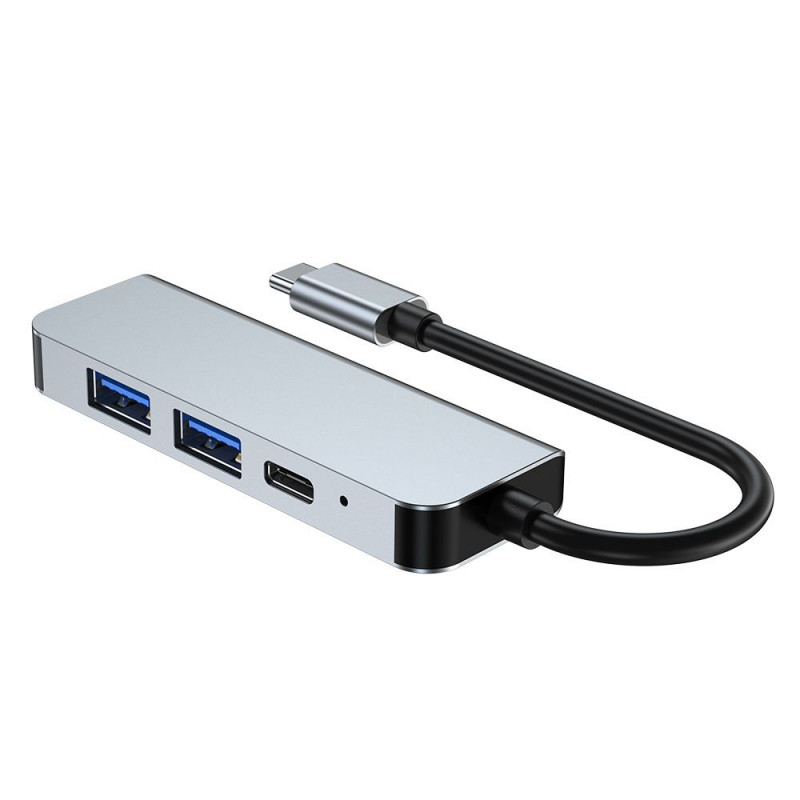 Tech-Protect V2 4-in-1 USB-C hub, sivý