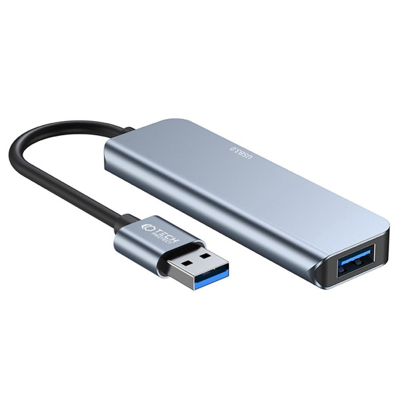 Tech-Protect V0-HUB 5in1 USB-A hub, sivý
