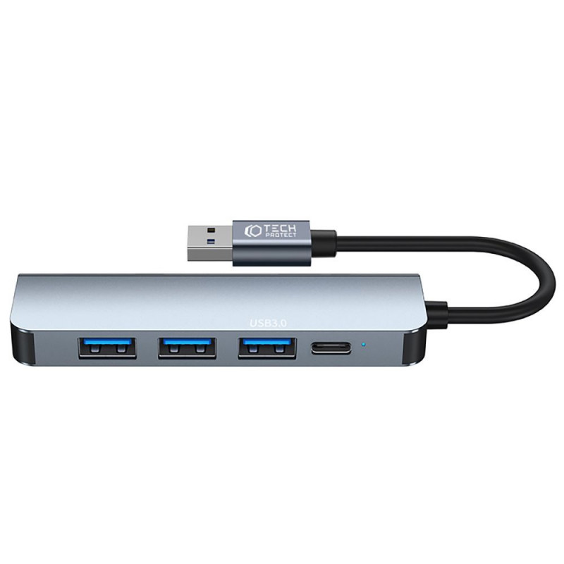Tech-Protect V0-HUB 5in1 USB-A hub, sivý