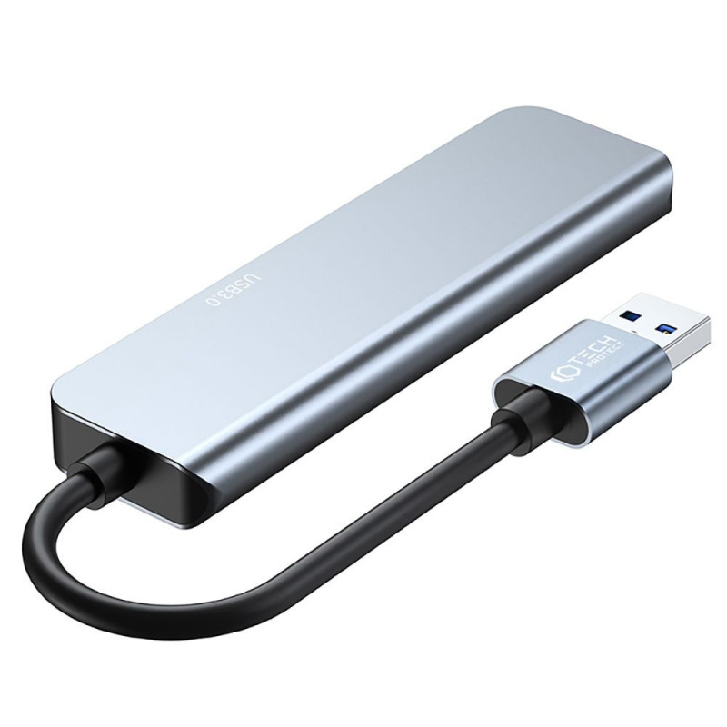Tech-Protect V0-HUB 5in1 USB-A hub, sivý