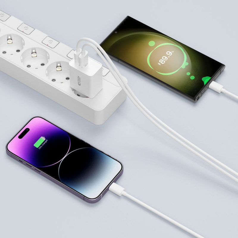 Tech-Protect NC30W 2-portová nástenná nabíjačka PD 30W QC 3.0, biela