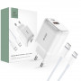 Tech-Protect C20W 2-portová nástenná nabíjačka PD 20W QC 3.0 s káblom USB-C, biela