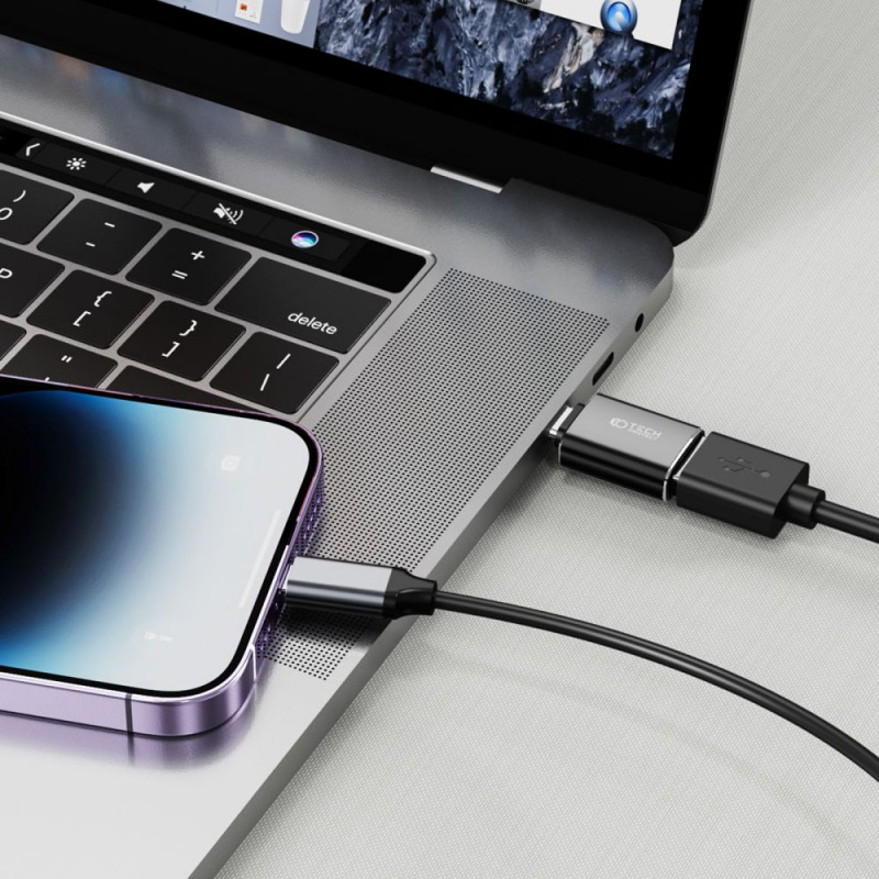 Tech-Protect UltraBoost OTG adaptér USB-C / USB-A, čierny