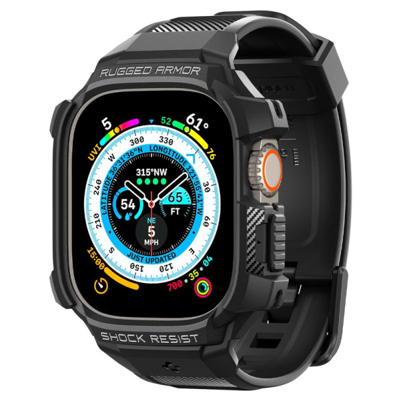 Spigen Rugged Armor Pro remienok s puzdrom pre Apple Watch Ultra 1 / 2 / 3 49 mm, čierny