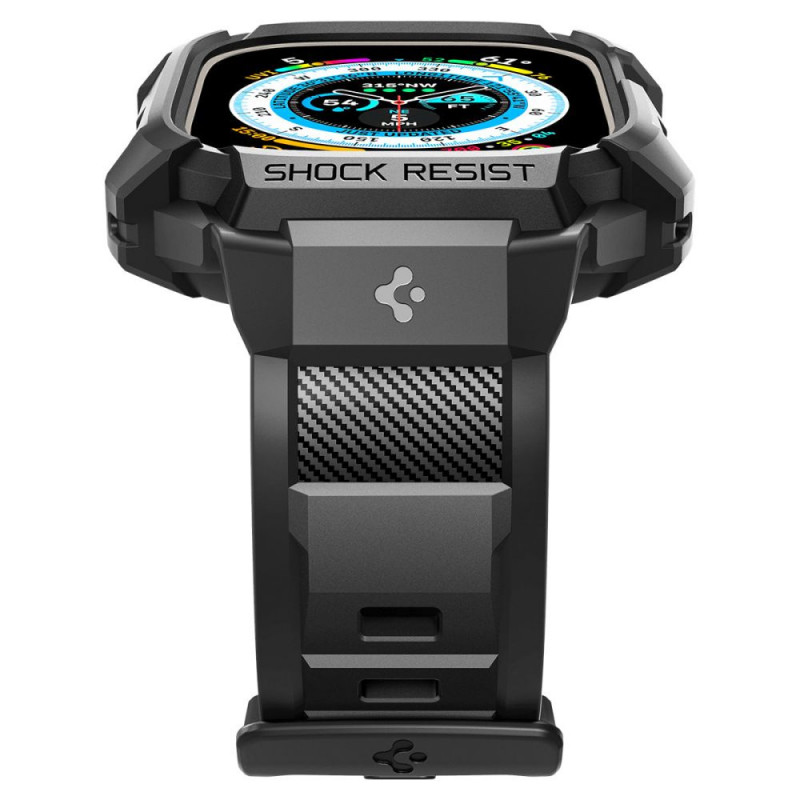 Spigen Rugged Armor Pro remienok s puzdrom pre Apple Watch Ultra 1 / 2 / 3 49 mm, čierny