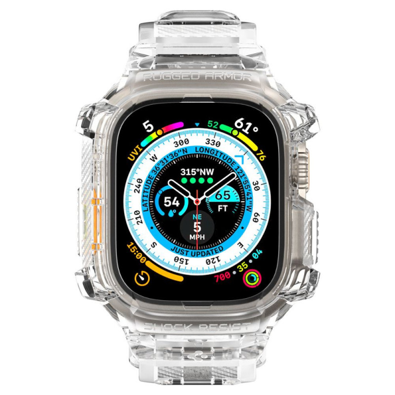 Spigen Rugged Armor Pro remienok s puzdrom pre Apple Watch Ultra 49 mm, priehľadný