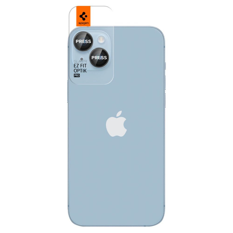 Spigen Optik.tR EZ Fit ochranný kryt objektívu fotoaparátu pre Apple iPhone 14 / 14 Plus / 15 / 15 Plus, čierny (2 ks)