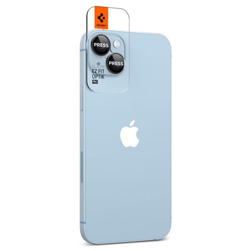 Spigen Optik.tR EZ Fit ochranný kryt objektívu fotoaparátu pre Apple iPhone 14 / 14 Plus / 15 / 15 Plus, čierny (2 ks)