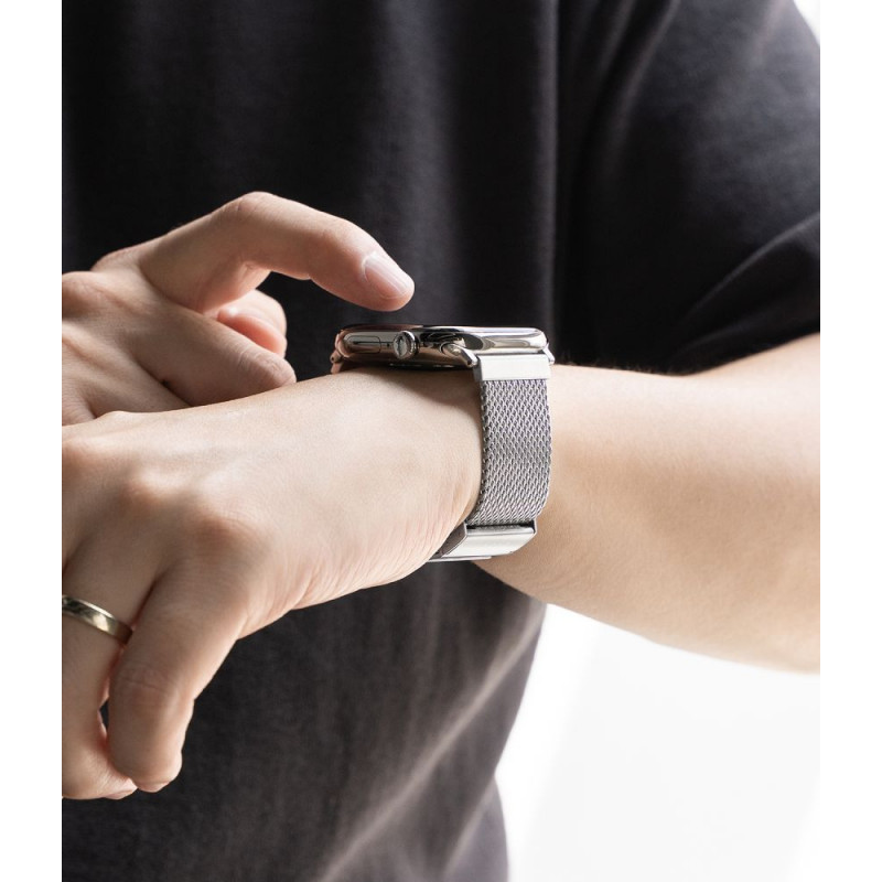 Náramok Ringke Metal One Mesh RGK12091 pre Apple Watch, 44/45/46/49 mm, strieborný