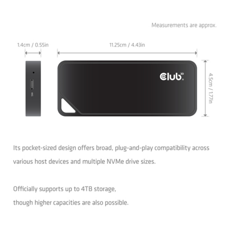 Club3D CAC-2510 M.2 NVMe SSD skrinka s ventilátorom, USB4
