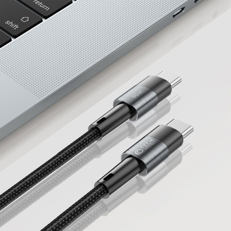 Kábel Tech-Protect UltraBoost USB-C/USB-C PD 60W 3A 25 cm, sivý