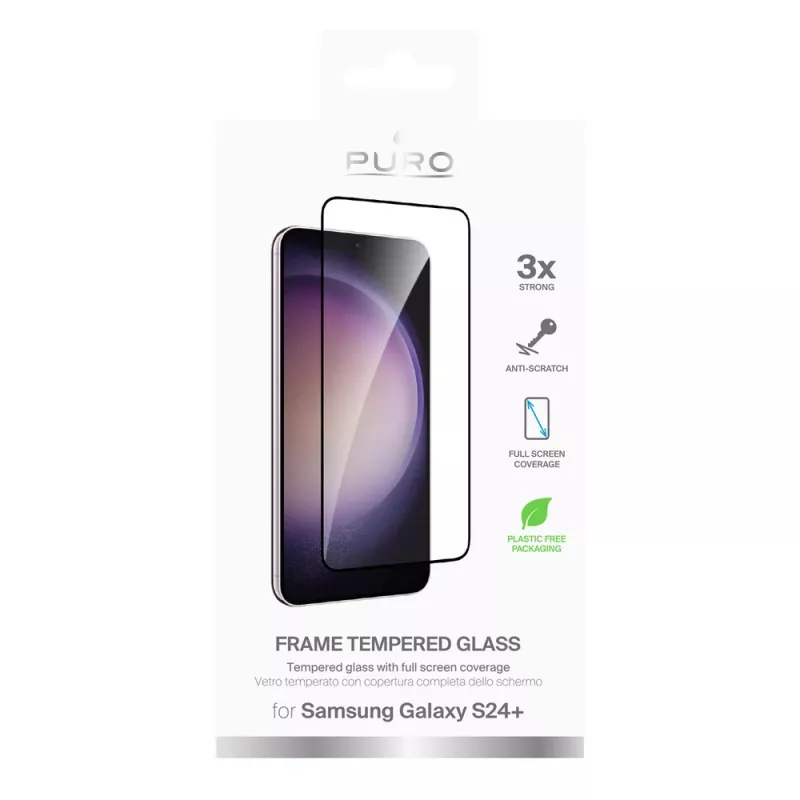 PURO Frame tvrdené sklo s čiernym rámom pre Samsung Galaxy S25+ / S24+