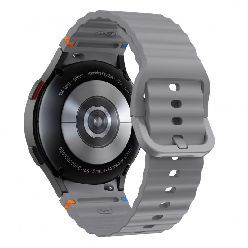 Tech-Protect Silikónový športový remienok pre Samsung Galaxy Watch 4/5/5 Pro/6/7/FE, Crayon Grey