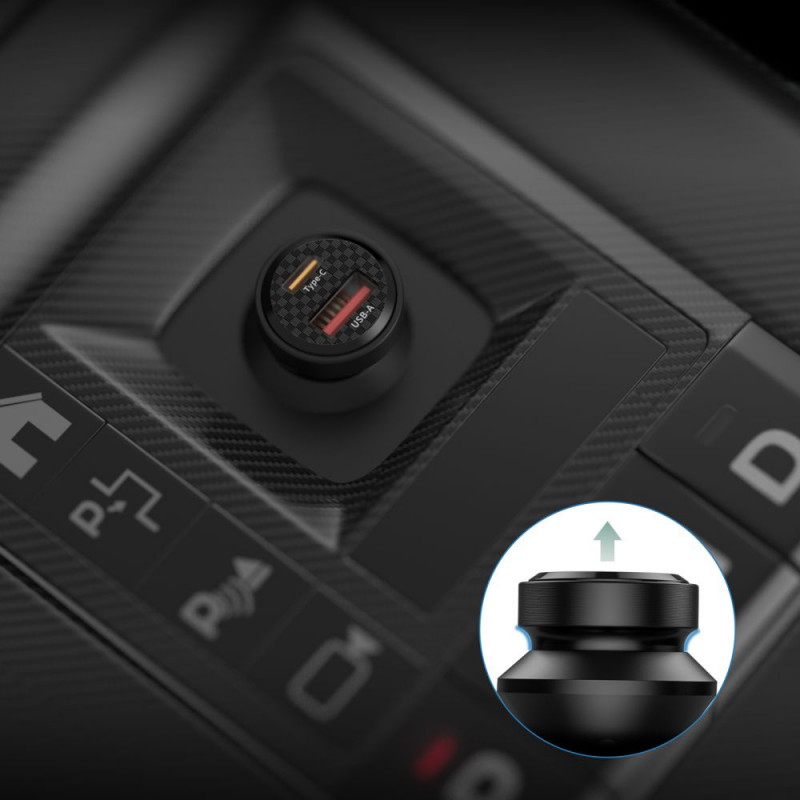 Tech-Protect CC45W 2-portová autonabíjačka, USB-C PD 45W, USB-A QC 3.0, čierna