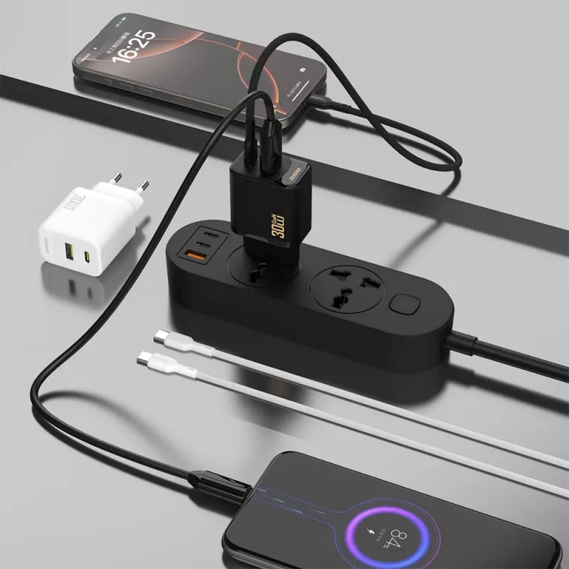 Dudao A27TEU PD 30W GaN nástenná nabíjačka, USB-A + USB-C, čierna