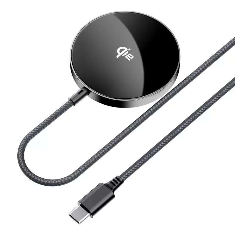 Acefast E24 Qi2 15W magnetická bezdrôtová nabíjačka s 1,2 m káblom USB-C, čierna