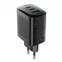 Acefast A108 GaN PD 67W nástenná nabíjačka, 2x USB-C, 1x USB-A, čierna